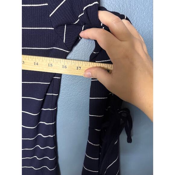 Lunik Long Sleeve Women's Medium Flared Disco Y2K Striped Tie up Nautical - Picture 7 of 8